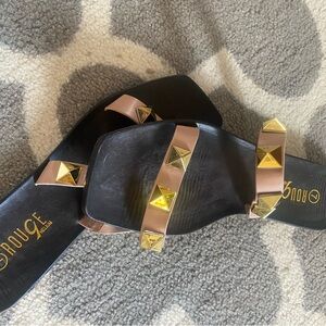 Rouge Helium Gold and Black Women's Sandals